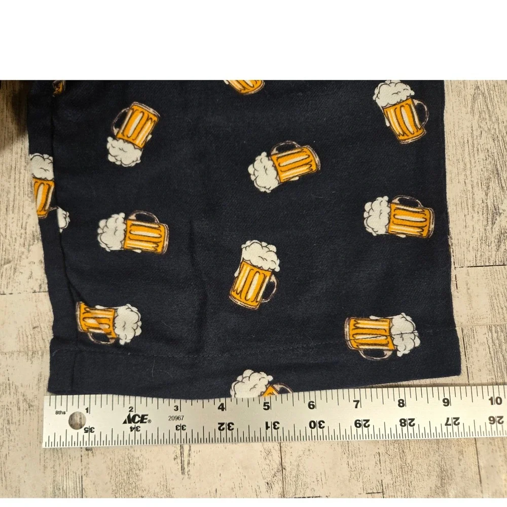 Sonoma Mens Flannel Pajama Pants Beer Mug Print Navy Blue 2XB New